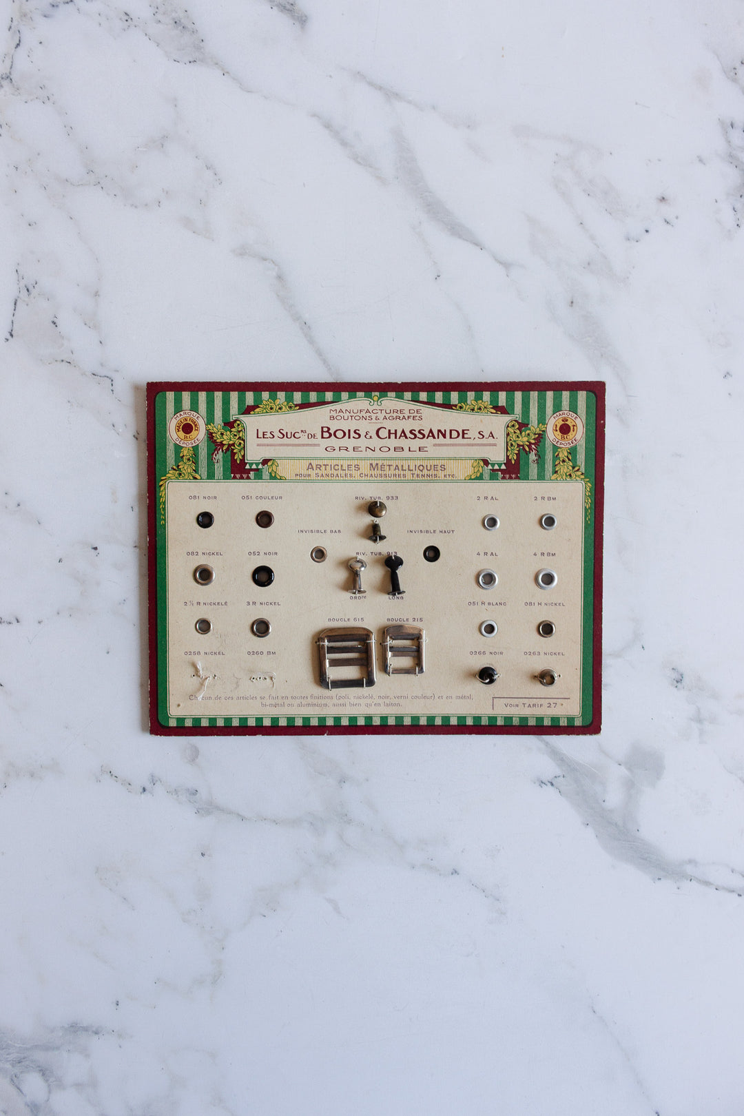 vintage french les suc de bois & chassande salesman's sample card