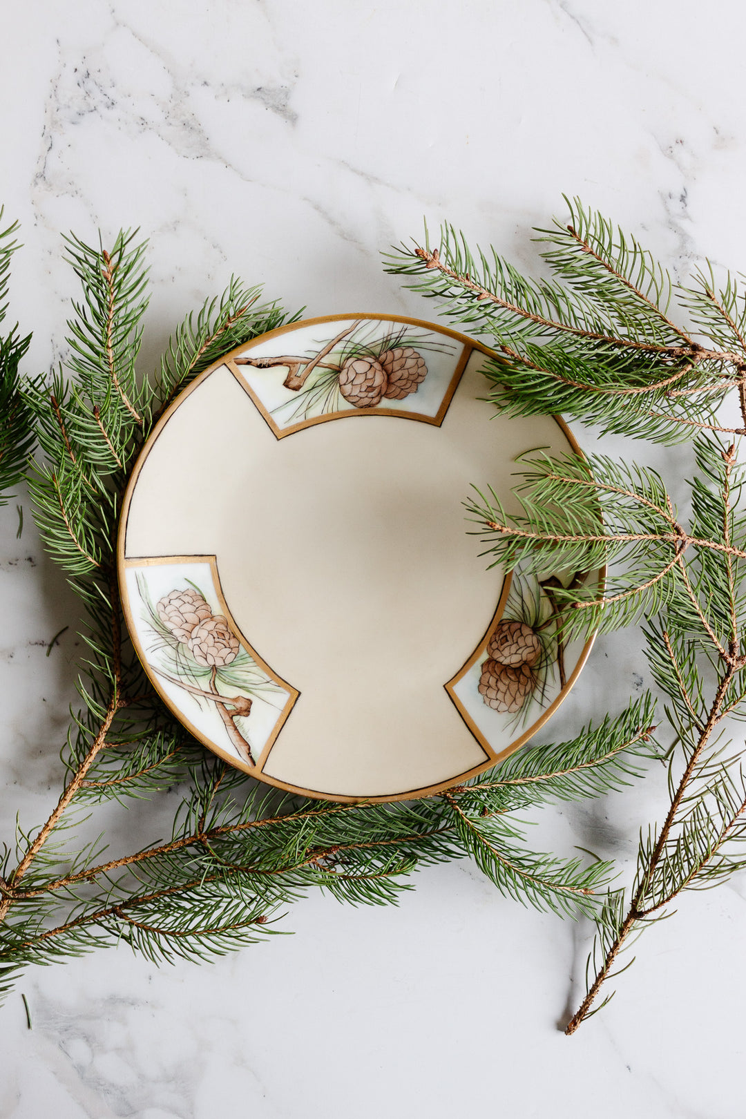 antique german "silesia" pinecone plate