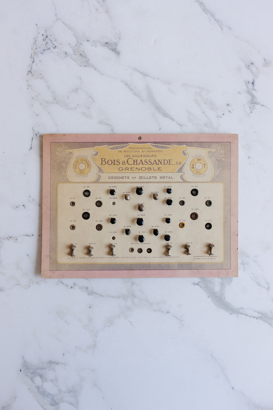 "bois et chassande" vintage french salesman's sample board