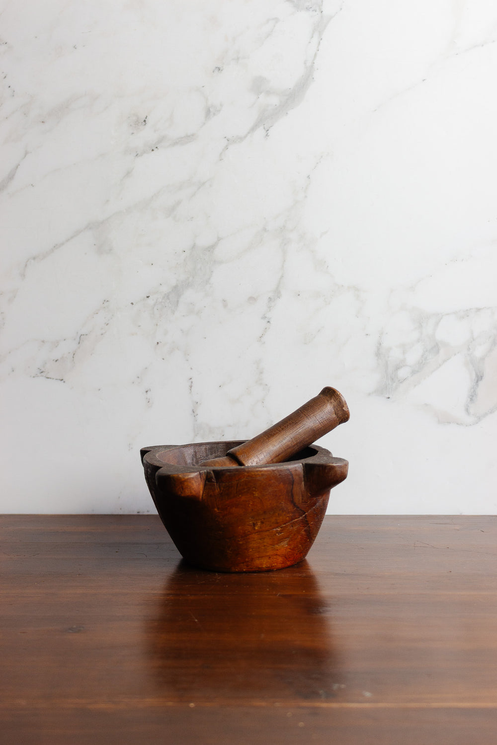 antique french wooden mortar and pestle