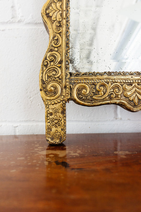 vintage Moroccan stamped brass mirror