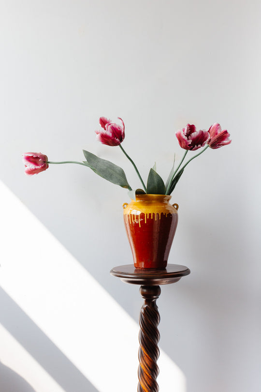 vintage French Provençal terra cotta glazed vessel