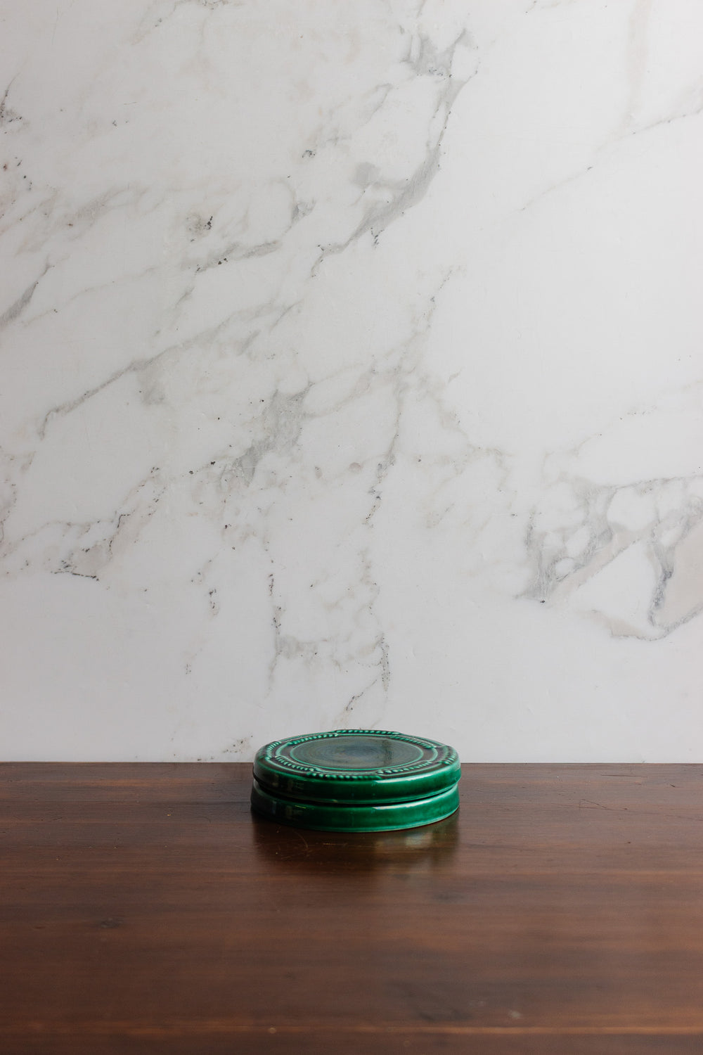 vintage french emerald green ceramic "sous bouteille"