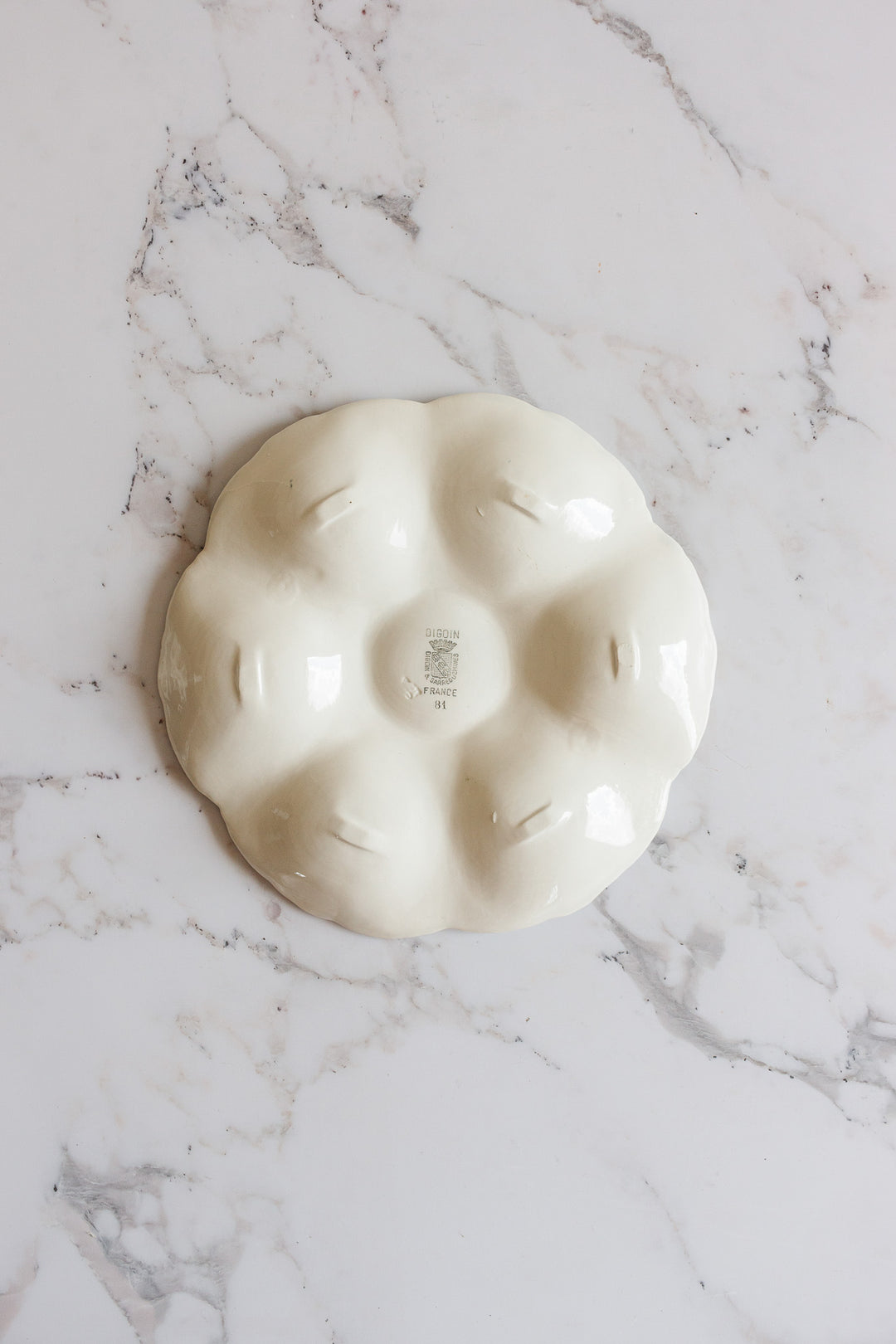 rare 1920s teal and coral Sarreguemines oyster plates, set of 3