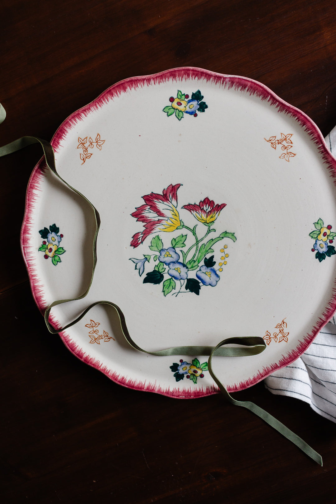 extra large antique french longwy "marseille" platter