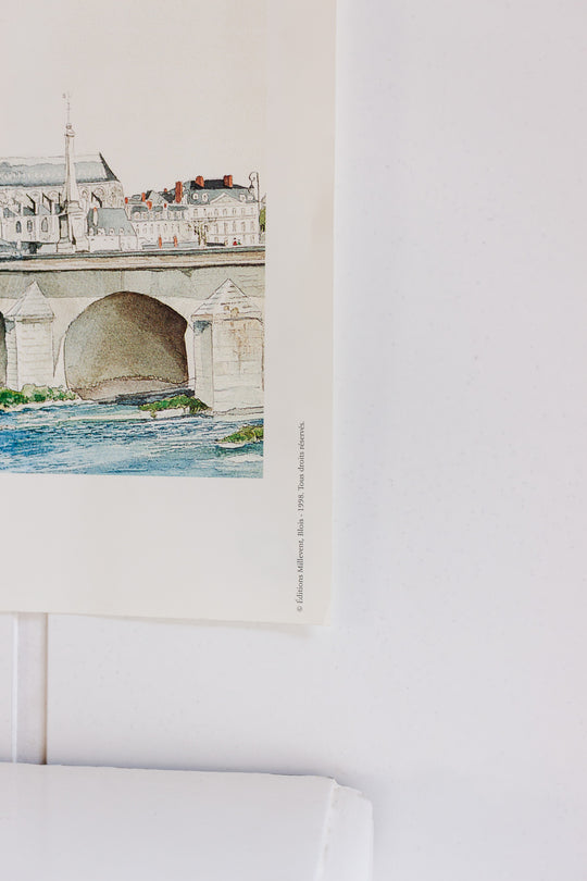 vintage french panoramic print of blois, france