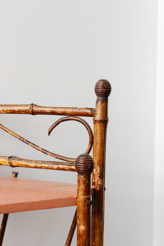antique french burnt bamboo shelf