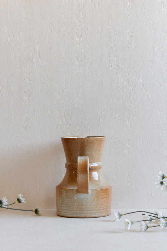 vintage french two-tone toned glazed stoneware pitcher