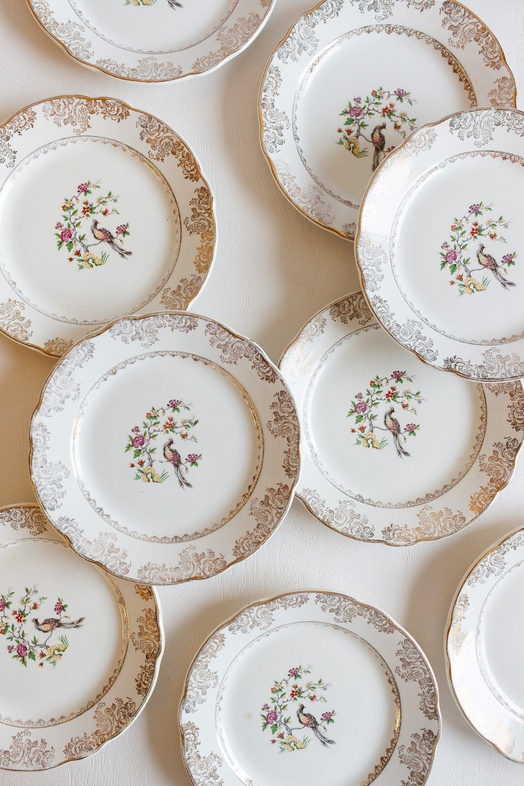 midcentury "louvois" digoin sarreguemines, set of 9