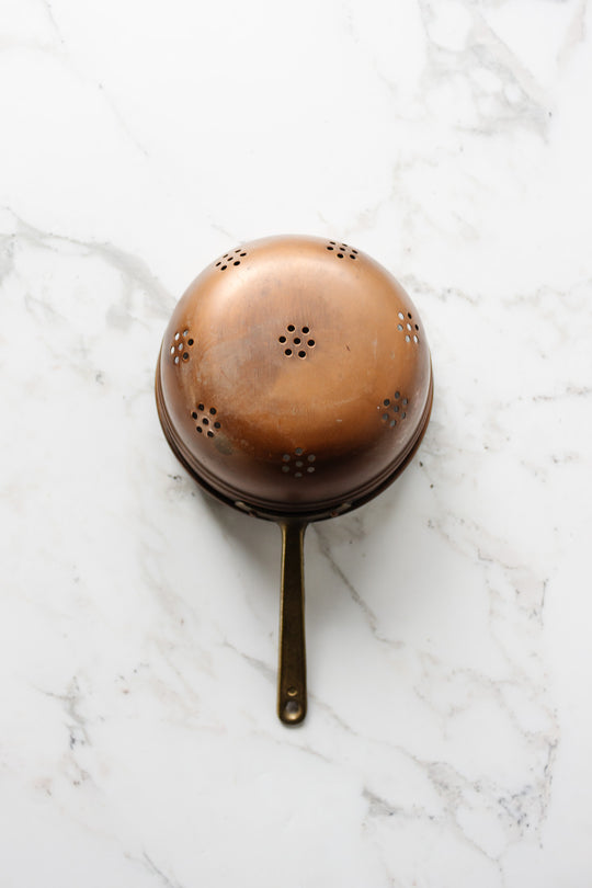set of 3 vintage french copper colanders