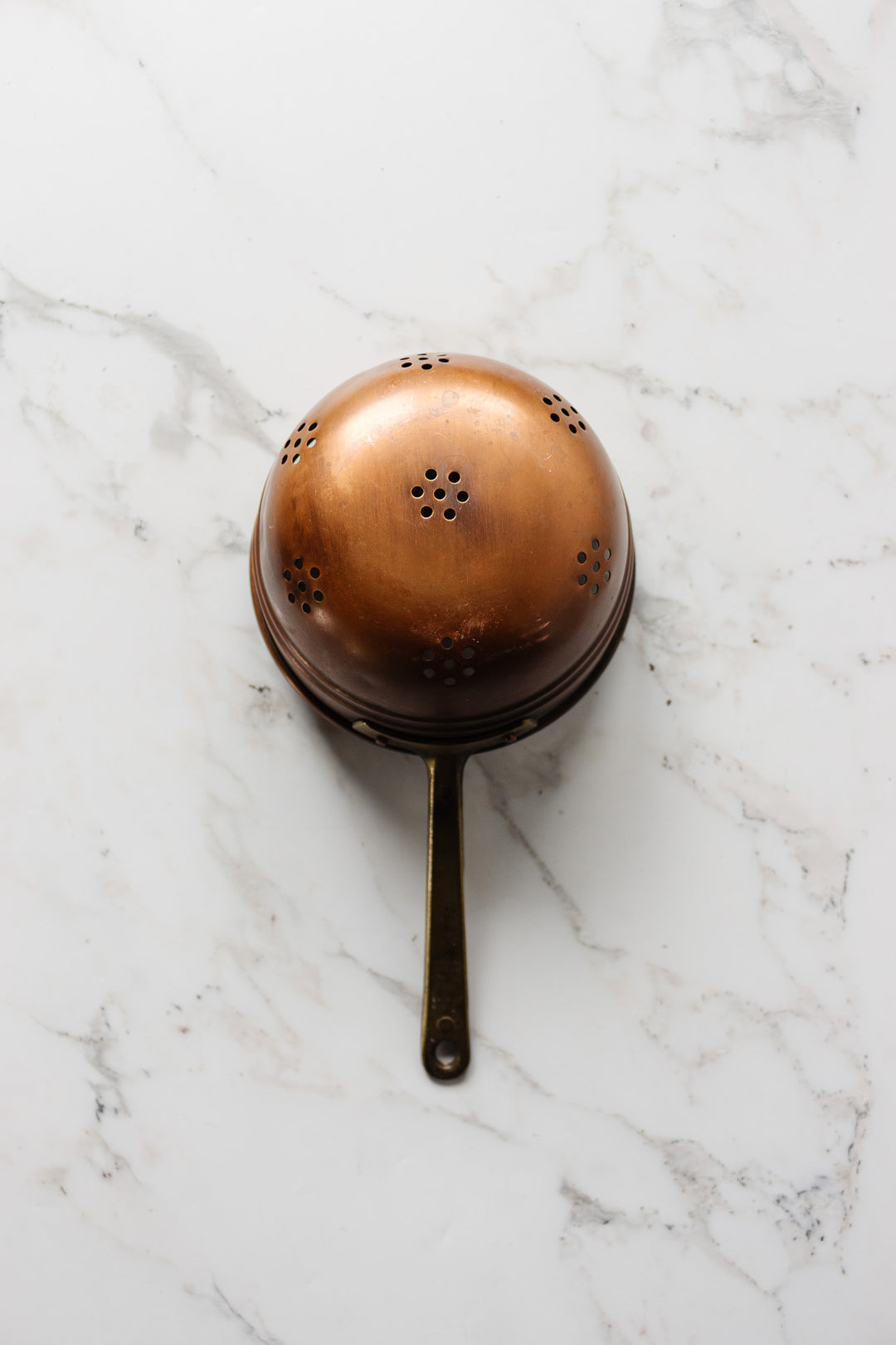 set of 3 vintage french copper colanders