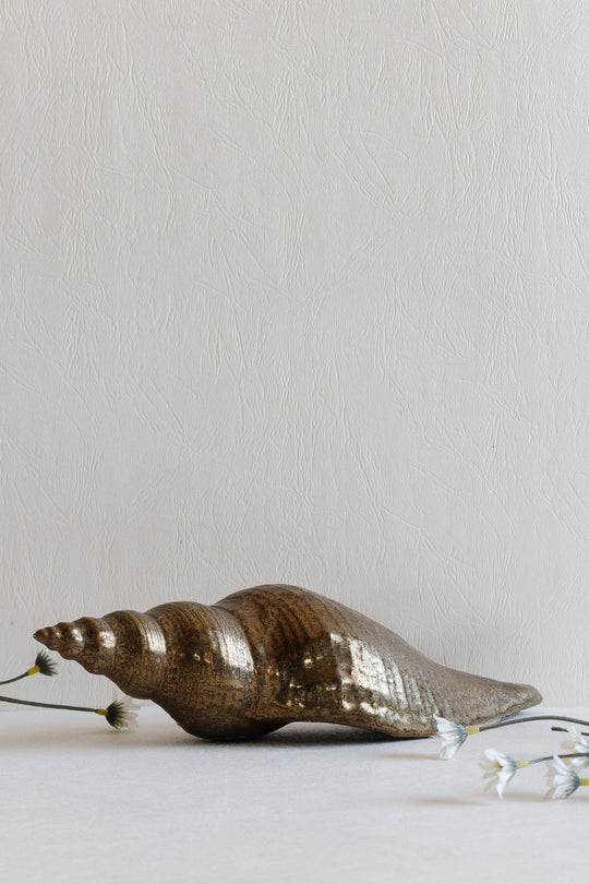 vintage french artisan made ceramic conch shell