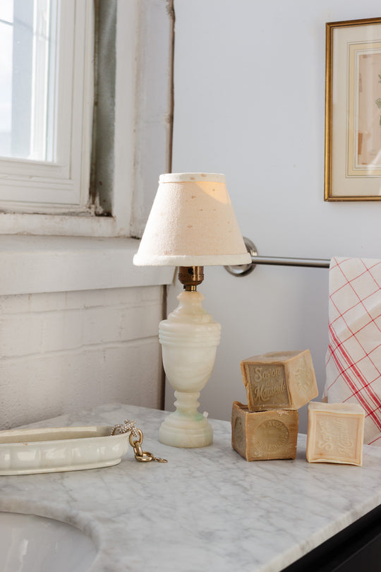 vintage french alabaster lamp with natural green veining