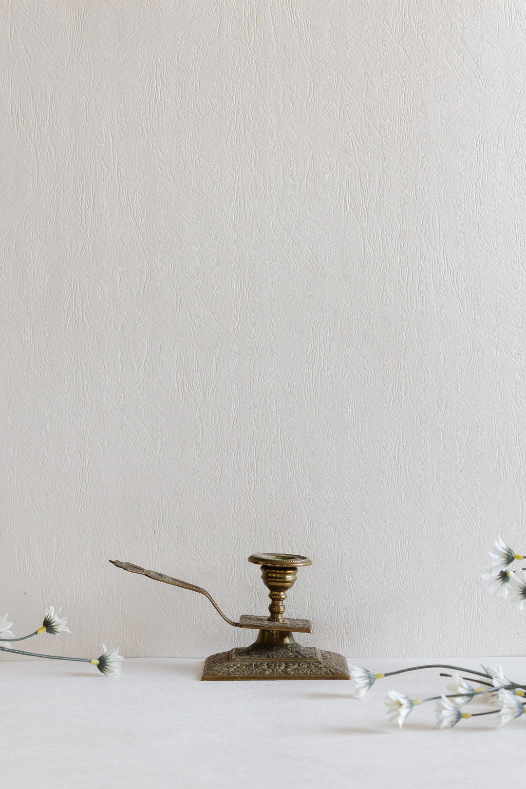 antique french chinoiserie brass chamberstick