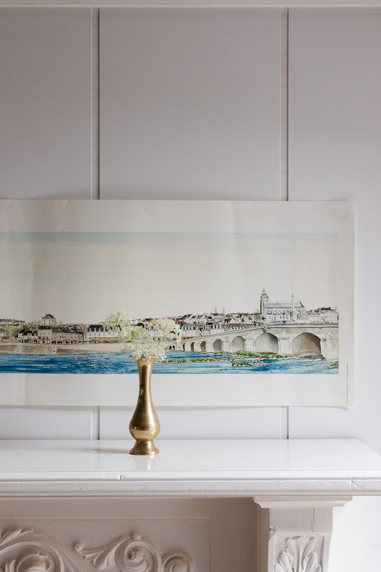 vintage french panoramic print of blois, france