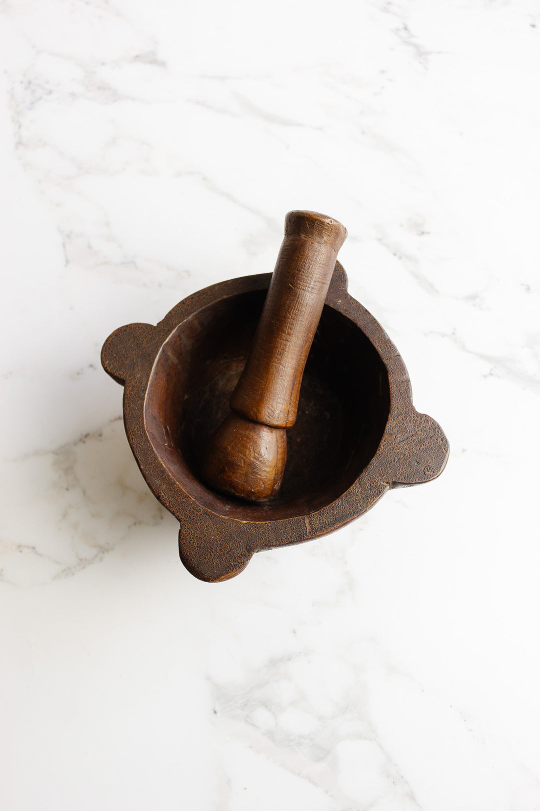 antique french wooden mortar and pestle