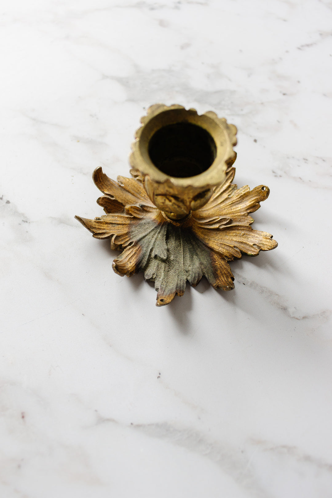 pair of vintage french brass candlesticks