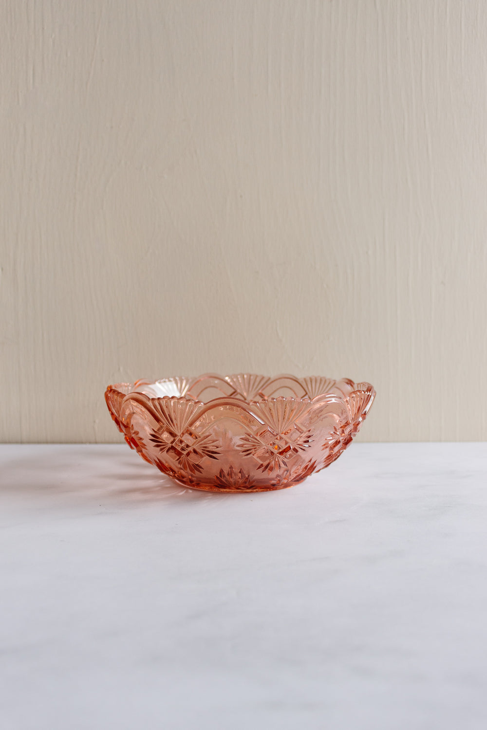 midcentury French pink glass petite serving bowl