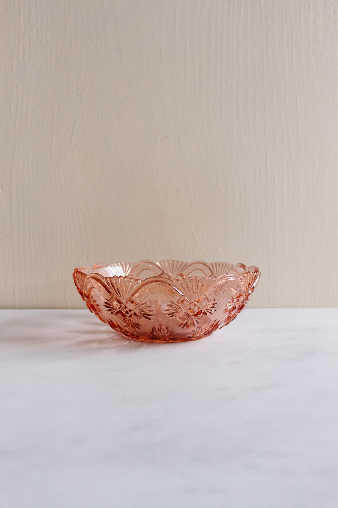 midcentury French pink glass petite serving bowl