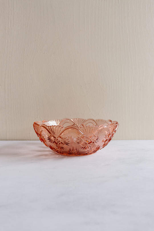 midcentury French pink glass petite serving bowl
