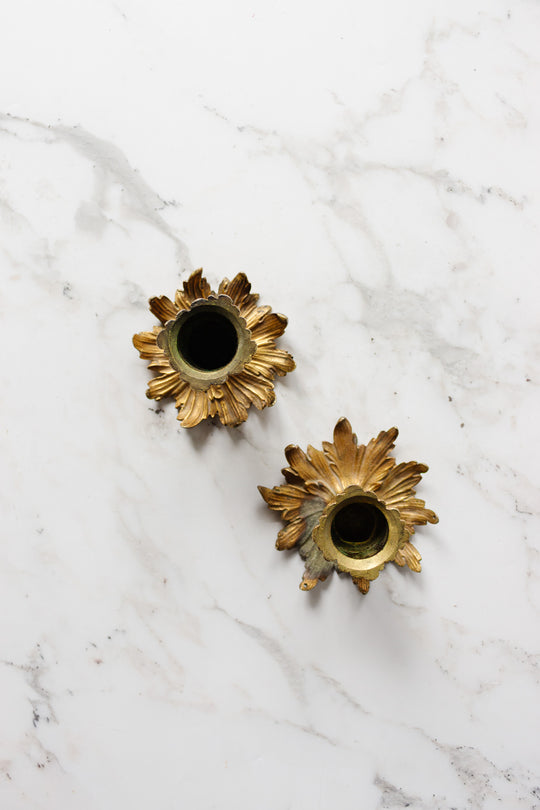 pair of vintage french brass candlesticks