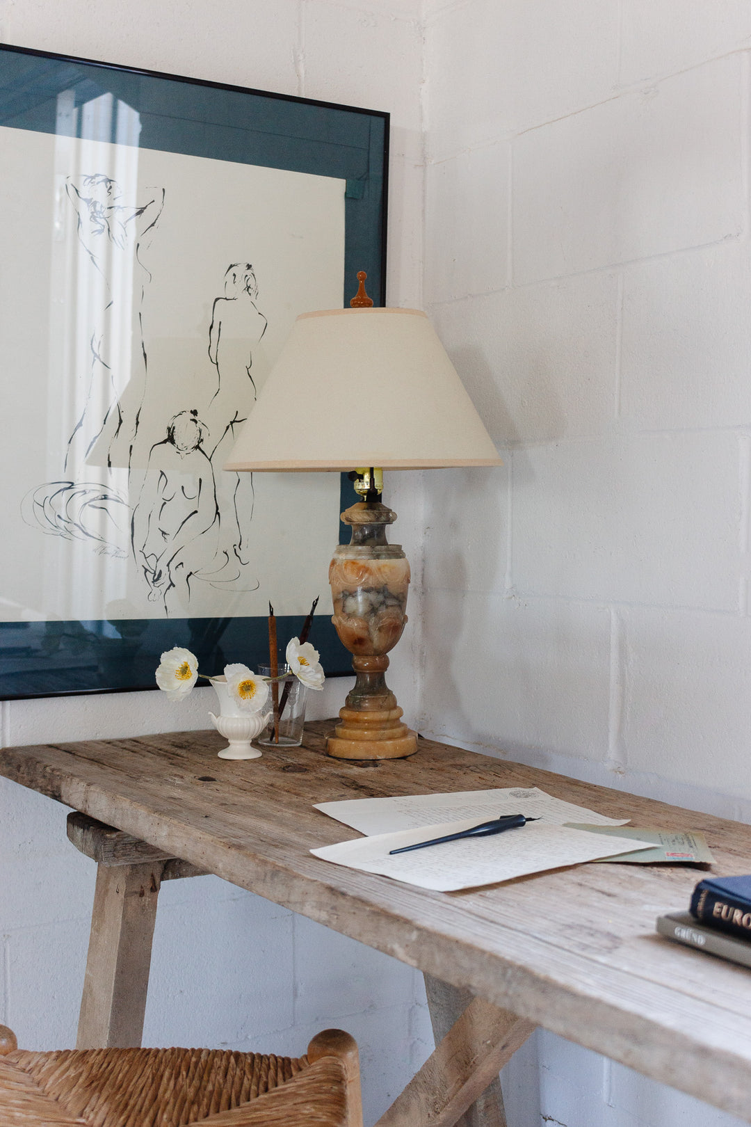 midcentury Italian alabaster lamp