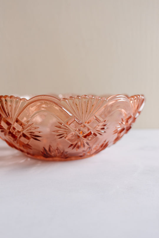 midcentury French pink glass petite serving bowl