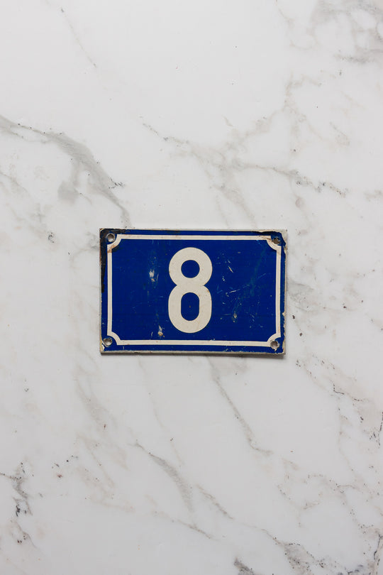 vintage french enamel apartment number 8