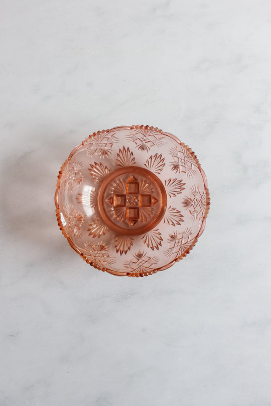 midcentury French pink glass petite serving bowl
