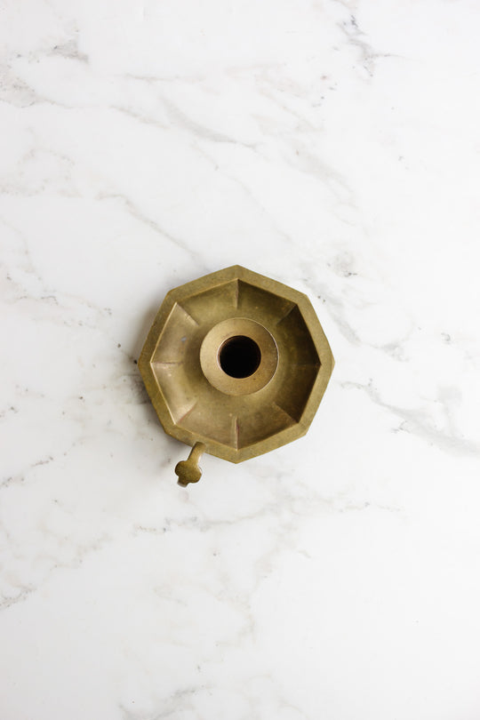 antique french octagonal brass chamberstick