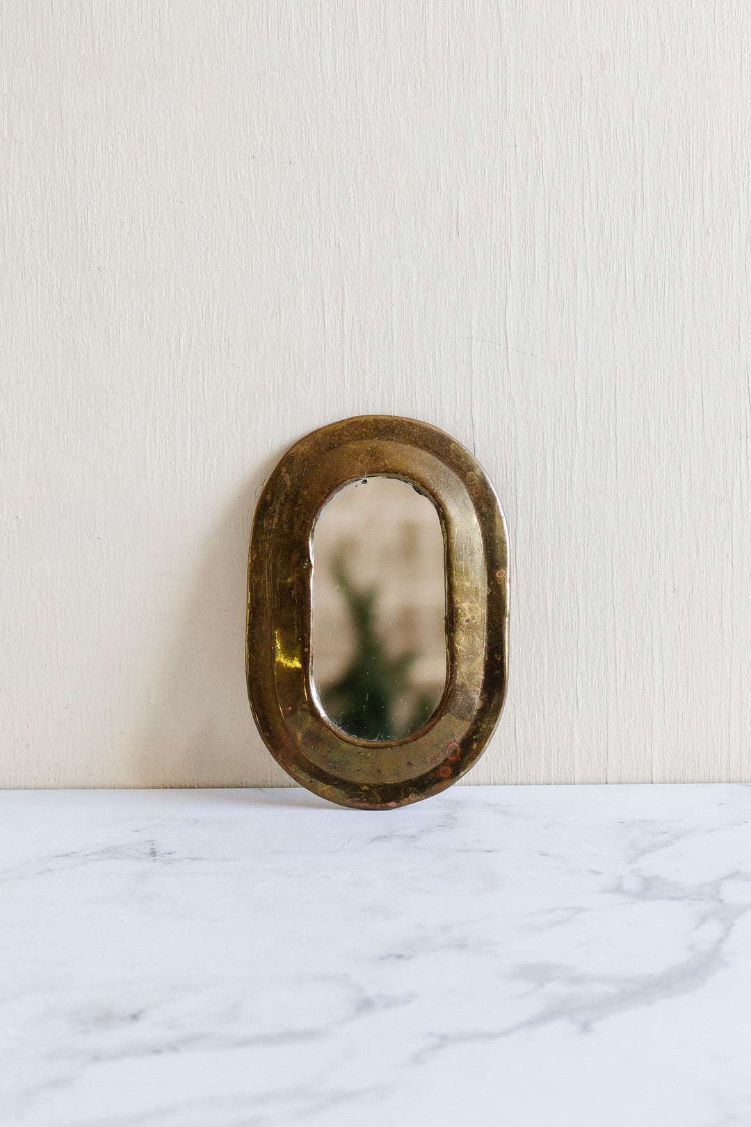 vintage french petite brass mirror