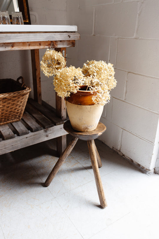 reclaimed wood primitive milking stool