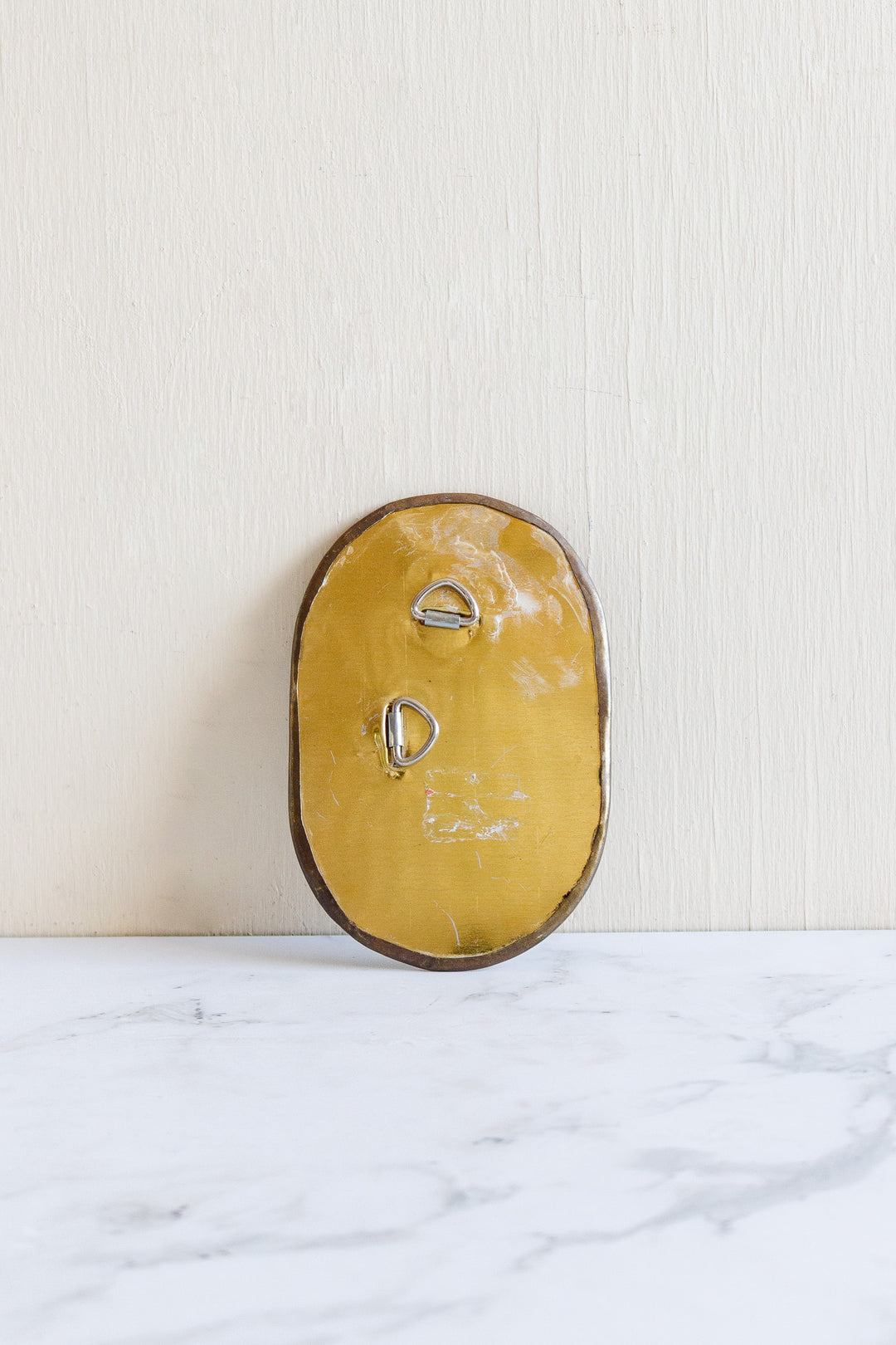 vintage french petite brass mirror