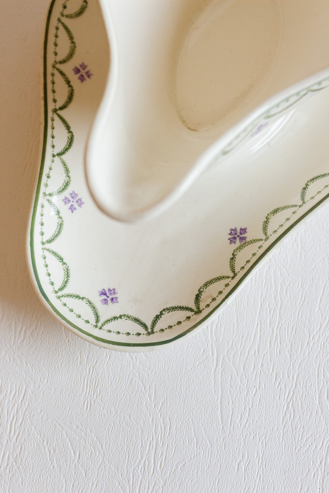 antique french longwy "violetta" gravy boat