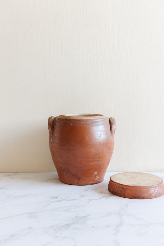 antique french stoneware confit pot with lid