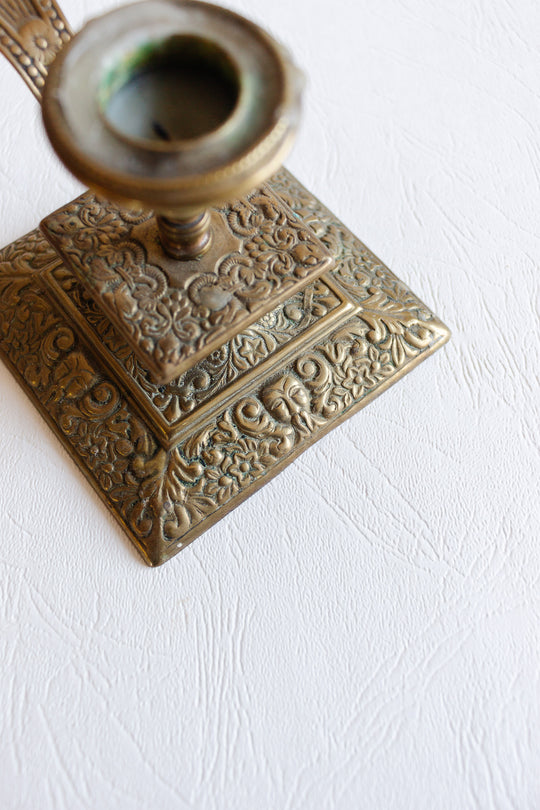 antique french chinoiserie brass chamberstick