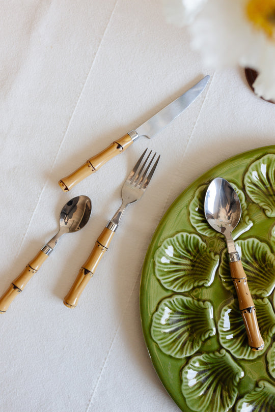 vintage 24 piece faux bamboo cutlery set