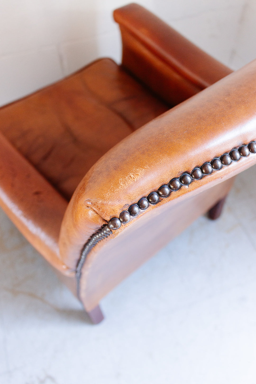 1980s Dutch sheepskin leather club chair