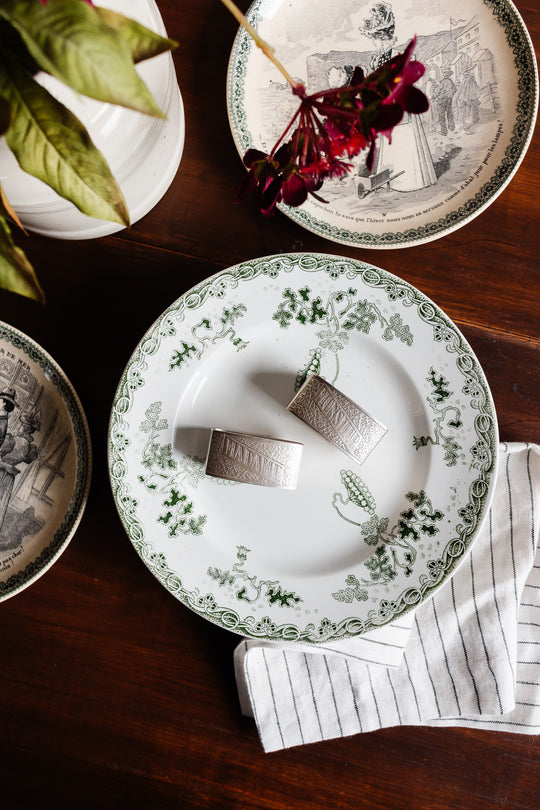 antique french "madame et monsieur" silver napkin rings