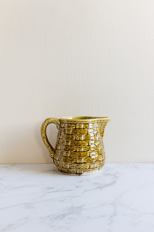 vintage digoin sarreguemines "woven" water pitcher