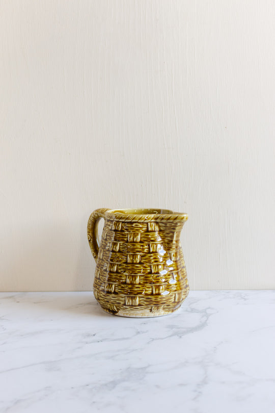 vintage digoin sarreguemines "woven" water pitcher