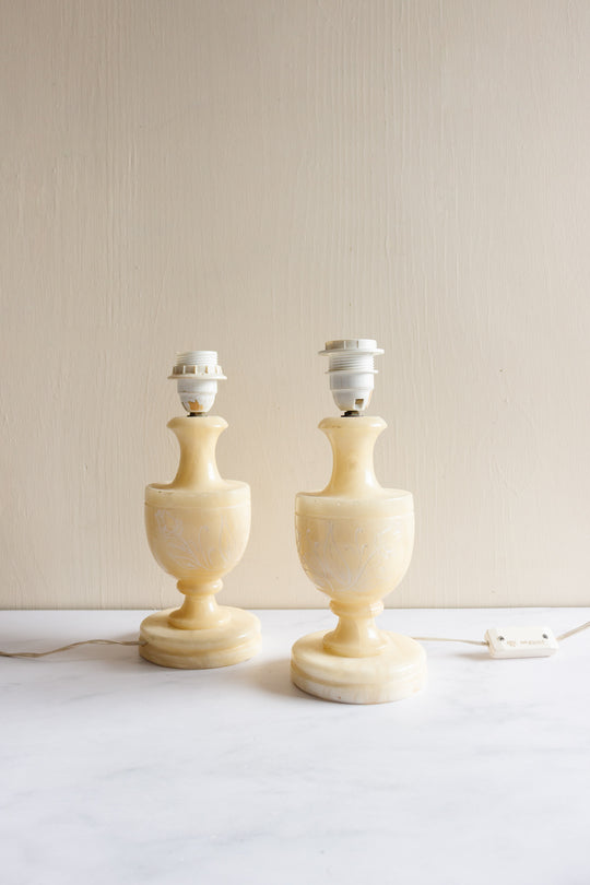 vintage french carved alabaster lamp