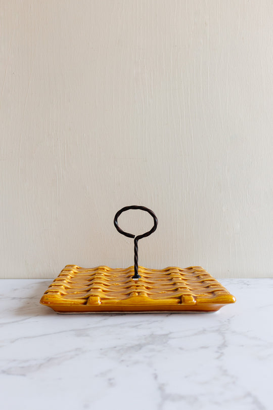 midcentury french vallauris ceramic "woven" cheese board