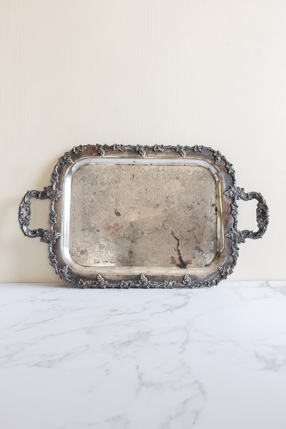 vintage old english reproduction silver tray