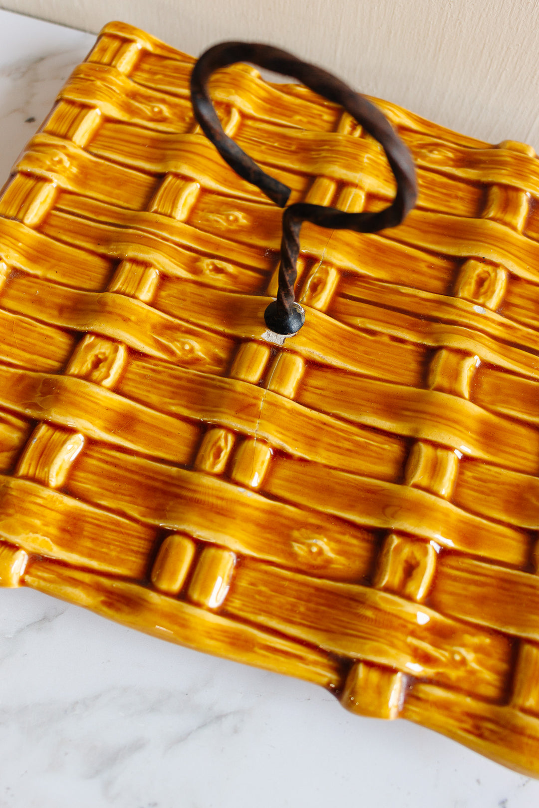 midcentury french vallauris ceramic "woven" cheese board