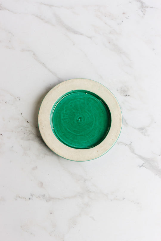vintage french emerald green ceramic "sous bouteille"