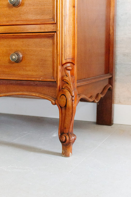 antique french provincial marble top commode with original key