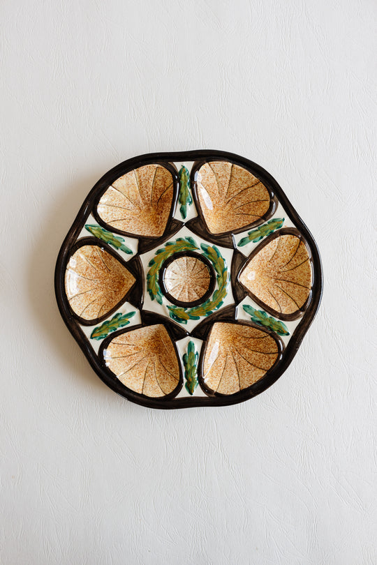1960s St. Jean de Bretagne hand painted oyster plate