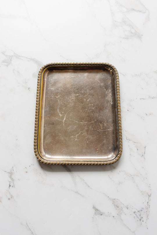vintage french worn silver tray