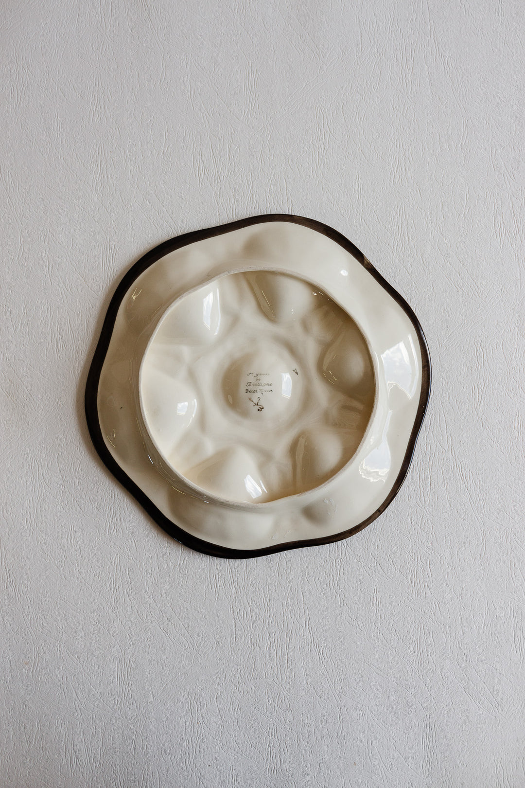 1960s St. Jean de Bretagne hand painted oyster plate